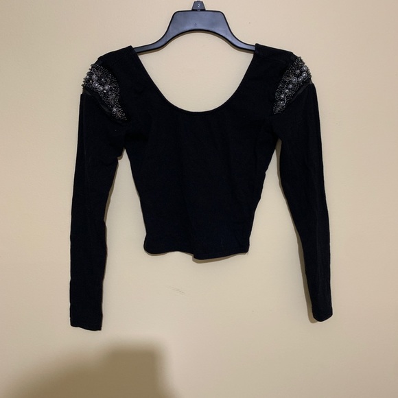 Urban Outfitters Sparkle & Fade Black Crop Top - Picture 1 of 4